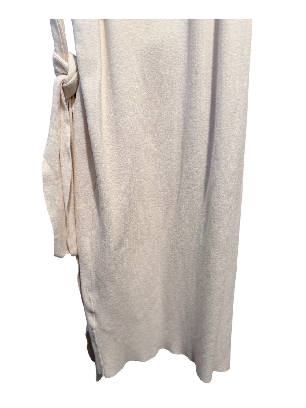 NWOT Sleeveless Cream V-Neck Tie-Waist Dress - Picture 6 of 8